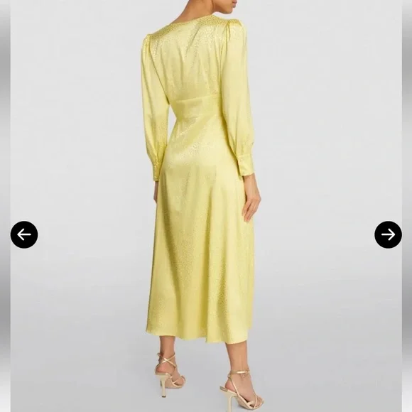 Olivia Rubin Dahlia Midi Dress Yellow Long Sleeve Button
